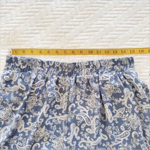 NWT Mittoshop Wide Leg Pants Elastic Waist Paisley Blue and Cream Size Large - Picture 6 of 7